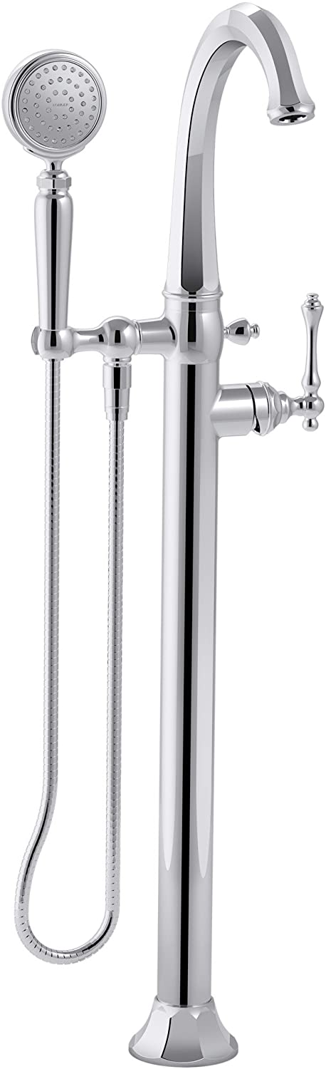 Bath Faucet with Hand Shower, Freestanding, Kelston Collection K-T97332-4-CP