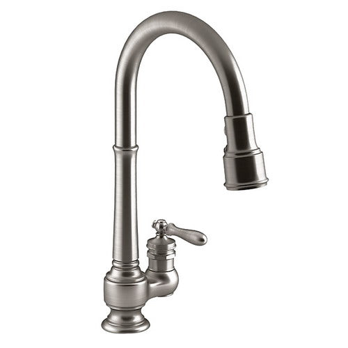 Vibrant Stainless Artifacts Single-Hole Kitchen Sink Faucet with 17-5/8 In. Pull-Down Spo0ut and 3-Function Sprayhead, One Size K-99260-VS