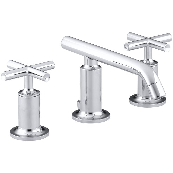 Purist Widespread Lavatory Faucet with Low Spout and Low Cross Handles K-14410-3-CP